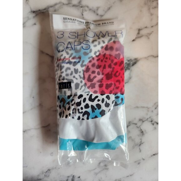 3 Shower Caps Eco-Friendly PEVA Waterproof Durable Sensations Premium Brand - Picture 1 of 2